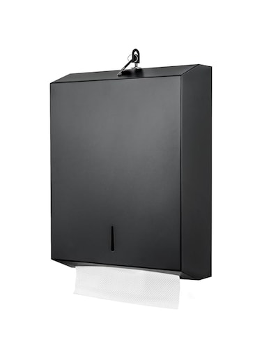 Gorlary Paper Towel Dispenser Wall Mount Commercial c fold Multifold Trifold, Touchless Hand Towel Dispenser with Lock, (Matte Black)