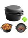 Cast Iron Dutch Oven with Lid, Pre-Seasoned 2-in-1 Combo Cooker Dual-purpose Non-Stick Pot Skillet Frying Pan, Pot &amp; Pan Set Casserole with Handle Cover for Camping Kitchen Griddle Cookware, 26cm 4.7L