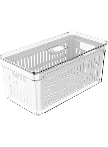 OU Clear Fresh Organizer with Basket, 5 Liter Capacity, Natural
