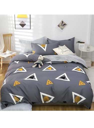Simple Style Bedding Set, Fashionable Life 4-Piece Bed Set, 1 Sheet, 1 Duvet Cover, 2 Pillowcases, No Filling, Duvet Cover Size: 180CM*220CM