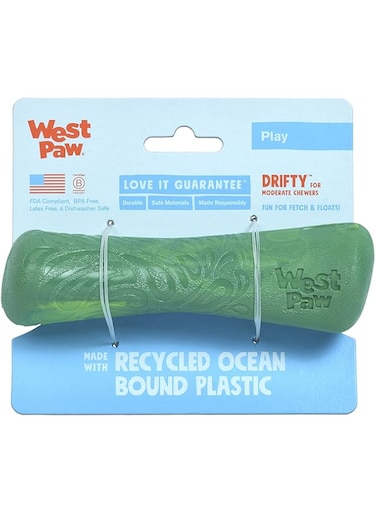 West Paw Seaflex Drifty Dog Toy for Moderate Chewers, Small Emerald