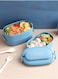 2-Layer PP Plastic Lunch Box Large Capacity Bento Box with 3-Grids 1550ML for School Office Outdoor Blue