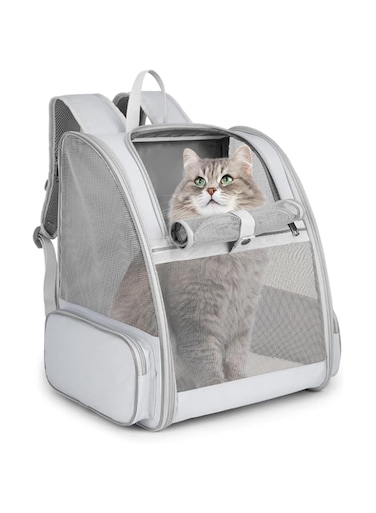 CENXI Cat Backpacks for Carrying Cats, Cat Carrier Backpacks, Airline Approved Pet Carriers for Small Dogs, Dog Travel Backpack Carrier, Cat Bag Carrier w/Cat Toy for Kitten Puppy Bunny (gray)