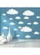 BPA&reg; Big Clouds Wall Decals Removable DIY Large Vinyl Sticker Self Adhesive Wallpaper for Living Room Nursery Children Baby Kids Boys Girls Bedroom Decor Home Art Mural Dec