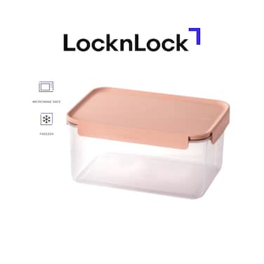 LocknLock Classic Plus Rectangle Food Container 4.4L &ndash; Pink, 4-Side Locking, Stackable &amp; Leakproof