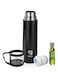 BREZI 500ml Vacuum Insulated Flask with Transparent Cup, BPA-Free Stainless Steel Thermos for Cold &amp; Hot Beverages &ndash; Comes with Special Brush, Leakproof Thermos Mug (Black 25x6.5cm)