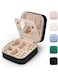 NAWOKEENY Plush Travel Jewelry Organizer, Travel Jewelry Case, Small Jewelry Box for Women, Earring Organizer Box with Mirror for Rings Necklaces Portable Jewellery Organizer (Black)