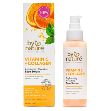 By NatureVitamin C + Collagen Face Serum - Restore and Energize Tired Skin with Brightening Vitamin C, Plumping Collagen, Plus Texture Enhancing Turmeric - Premium Skin Care Serum for Face - 3fl. oz.