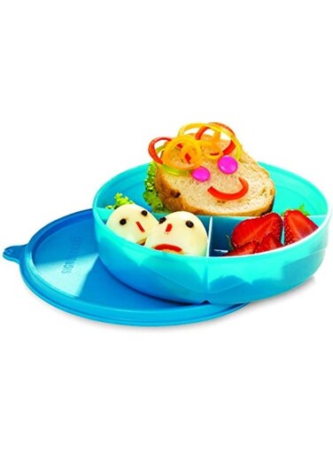 Plastic Mini Meal Lunch Box for kids with 3 compartments, Blue, 550ML
