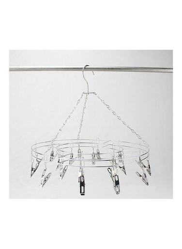 Stainless Steel Round Shaped Clothes Hanger Silver 34.5cm