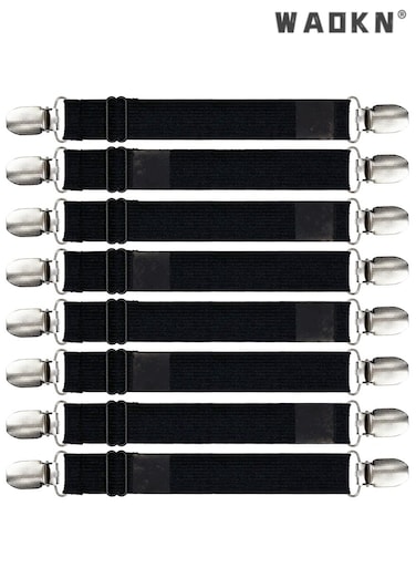 Simple and easy to use multifunctional high quality sheet clips bedding fitted sheet clips with elastic band and mattress strap sheet holder suspender fastener 8pcs/set black