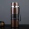 Stainless Steel Vacuum Insulated Bottle 1000ml, Leakproof Hot &amp; Cold Flask with Strap Brown