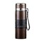 Stainless Steel Vacuum Insulated Bottle 1000ml, Leakproof Hot &amp; Cold Flask with Strap Brown