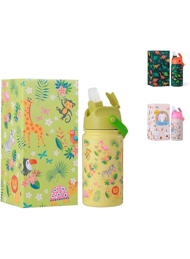 iNSha Essentials - Insulated Water Bottle - 14oz   Leak proof   Stainless Steel   keeps hot and cold for 24 hours   Ideal for Back to School &amp; Travel   Includes a Straw Cleaning Brush (Light Green)