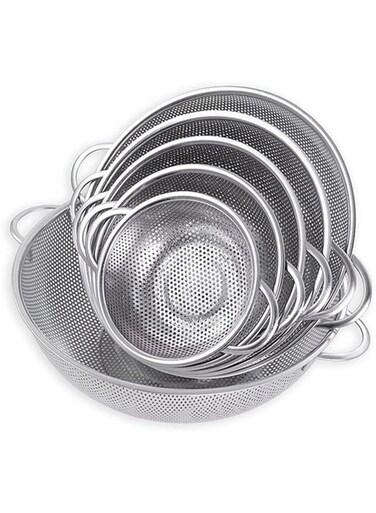 piece Vegetable Strainer Sifter Colander Set, Stainless Steel Sink Basket with Handles