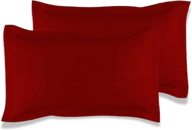 MUSA&Acirc;&reg; Cotton Pillow Cover Shams - Washable Pillowcases for Sofa Cushions, Bedrooms &amp; Dorm Decor (Set of 2, Burgundy, 50 x 65cm)