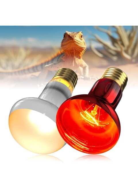 TobeBright 75W Reptile Heat Lamp Bulb, 2PCS Day &amp; Night Basking Spot Light Combo Pack includes Infrared Heat Lamp and UVA Daylight Heating Lamp Basking Light