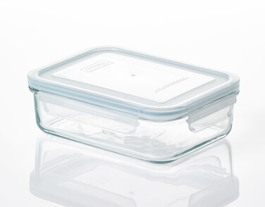 Rectangular Food Container 1000 ml Tempered Glass Leakproof Microwave Safe