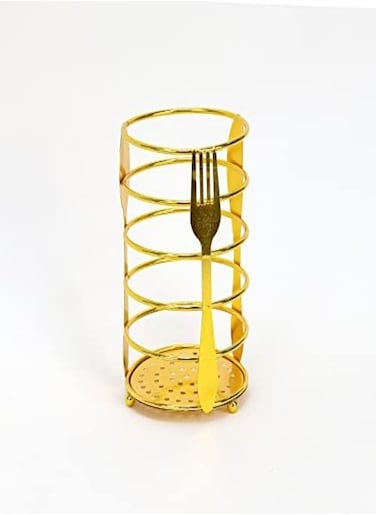 Metal Cutlery Holder 10X16Cm Luxury Edition Golden Mesh Wire Design Pen Holders Multipurpose Use Office Kitchen Living Room Home D&eacute;cor Royal Collections Utensils Crock Tableware Decorative