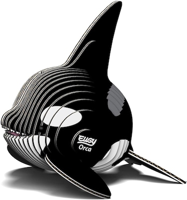 EUGY 3D Orca Paper Puzzle &ndash; Eco-Friendly DIY Cardboard Killer Whale Model Kit, Educational &amp; Decorative Craft for Kids &amp; Adults