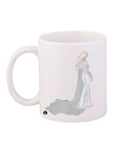 Printed Ceramic Coffee Mug White/Grey