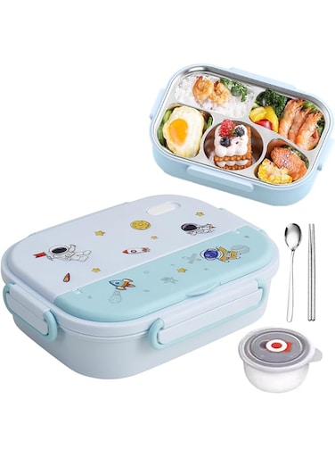 Tazweeq Bento Box For Kids Lunch Box Kids &amp; Adults, Stainless Steel With 5-Compartment, Insulated Lunch Bag, Soup Bowl, Spoon and Chopsticks. Microwave-saving and Leak-proof