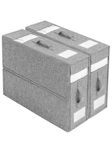 Bed Sheet Organizer and Storage,Foldable Sheet Set Organizer With Labeled Window Handle Zipper Grey Cube Portable Storage Box for Closet Bedding Clothes Towels Blankets (grey)