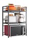 Microwave Oven Rack with 6 Hook Expandable Microwave Shelf for Kitchen Counter Microwave Stand Countertop Organizer for Kitchen Counter (Double Layer)
