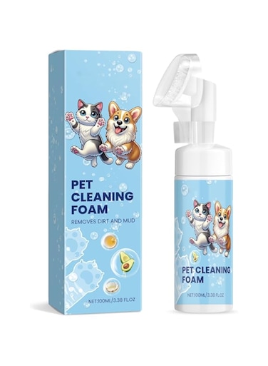 Paw Cleaner for Dogs and Cats, No-Rinse Foaming Cleanser, Unscented, and PH Balanced Paw Wash Magic Foam for Dogs with Silicone Bristle Brush