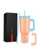 40 oz Tumbler with Dual Removable Handles and Straws, Double Walled Vacuum Insulated Travel Mug, Keeps Drinks Hot for 12 Hours, Cold for 24 Hours, Stainless Steel Water Bottle, Venus, Peach Peach