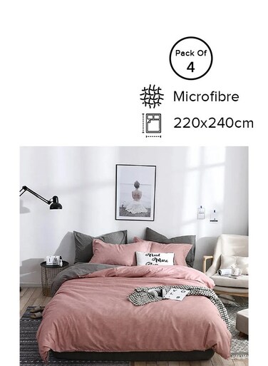 4-Piece King Size Luxurious Cotton And Soft Microfiber Comforter Set Microfiber Red 220x240cm