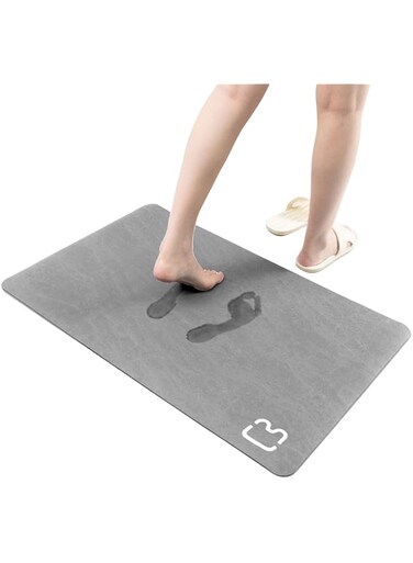 honcor lecar Diatomaceous Earth Bath mat Bathtub mat Fast Drying Non-Slip Shower Mat Bath Stone Mat Super Absorbent Bathroom Floor Mat, Machine Washable, Rectangle,（19.6" x 31.4", Grey）