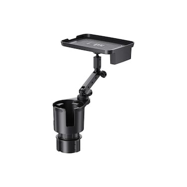 2-in-1 Adjustable Car Cup Holder with Rotating Tray