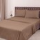 CRAFT 4-Piece Stripe Bed Sheet Set - King Size, Brown, 300 TC Cotton, Wrinkle &amp; Fade Resistant