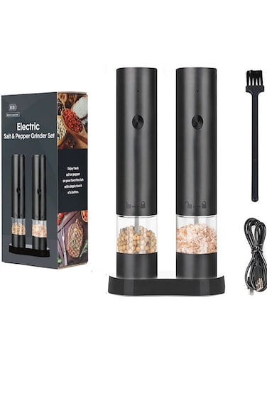 Salt and Pepper Grinder Set USB Rechargeable Automatic Salt and Pepper Mill Grinder with Adjustable Coarseness