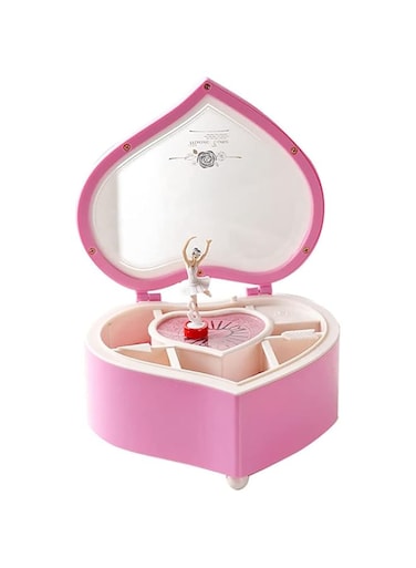 SKEIDO Heart Shaped Dancing Ballerina Music Box Musical Jewelry Box Girls Kids Eid Christmas Birthday Gift Music Box Pink (Heart)
