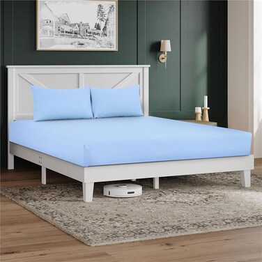 Zen&Atilde;&cent;&acirc;&euro;ž&Acirc;&cent; Premium Quality TC 250 Cotton Rich Fitted Sheet Set - Blue, Queen