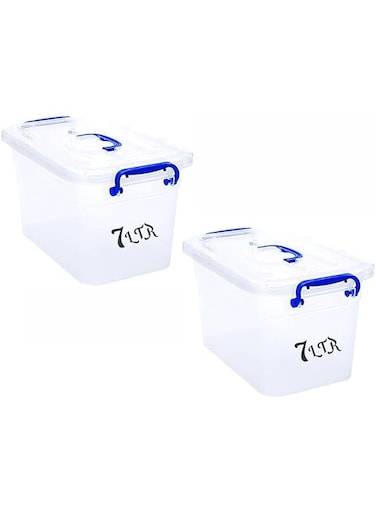 Selecto Besto Plastic Storage Box With Lid 7 LTR Semi Clear 2 Pcs Set   For Clothes, Toys, Books, Snacks, Shoes and Grocery Storage Box. (7 LTR)