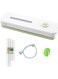 SULUNZEGER Vacuum Sealer Machine, Food Vacuum Sealer with Vacuum Storage Rolls and Bags, Knob Button Full Automatic Sealing Machine with LED Indicator Lights, Air Suction Hose and Cutter (Green-White)