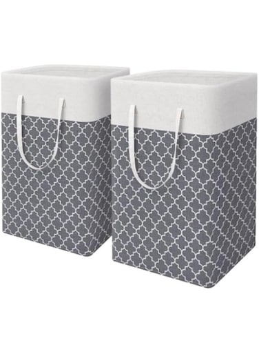 JANNAH 2pcs 100L Clothes Laundry Hampers Foldable Laundry Baskets with Handle Large Capacity for Home (55cm*32cm*60cm)
