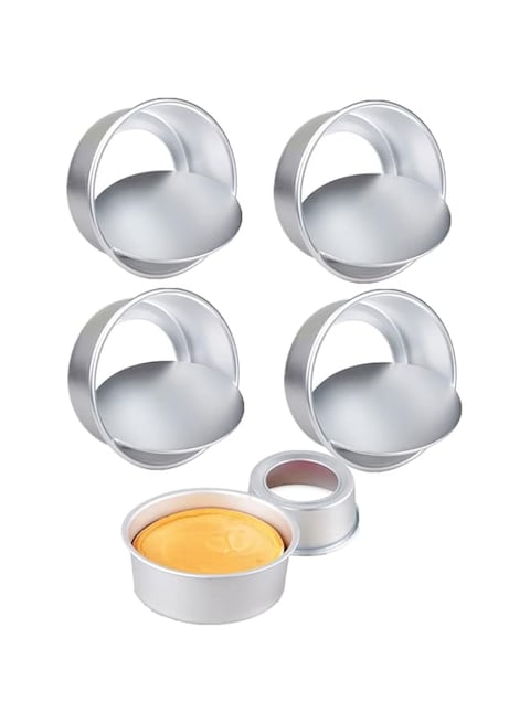 XZJMY 5 Pack Non-Stick Deep Aluminum Round Cake Pan With Removable Bottom,mini cake pan, round aluminum cake pan, used for family gatherings to bake mini cake pizza, quiche (5 Inch)