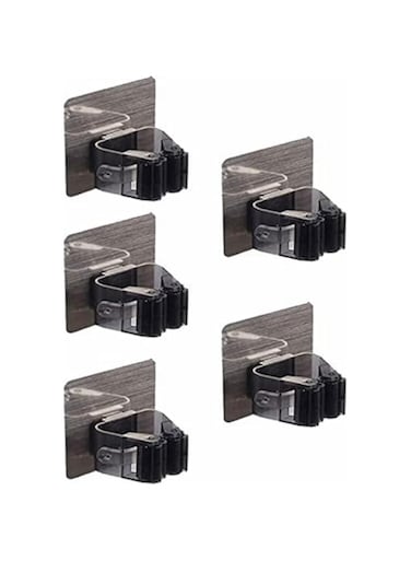 COOLBABY Broom and Mop Holder 5-Pack Broom Holder Self-Adhesive Reusable No Drilling Super Non-slip for Kitchen Bathroom