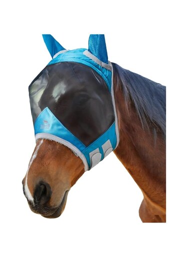ABOCIDEGE Luminous Horse Fly Mask Large Eye Space Standard with Ears UV Protection for Horse Sky Blue Full Size (Large)