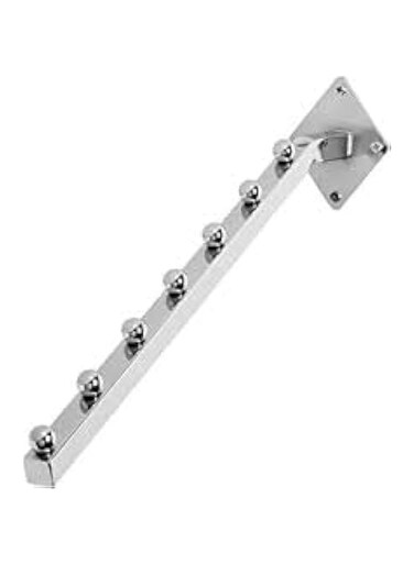 KNP Chrome Plated Wall Fixing Steel Clothes Slides Wall Hanger 7 Ball Chrome-Plated Wall Fixing Steel Clothes Slide, featuring 7 ball hooks for secure and wrinkle-free hanging.