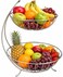 Premium 2-Tier Steel Fruit &amp; Vegetable Basket   Kitchen &amp; Dining Table Organizer   Multipurpose Onion &amp; Fruit Bowl Stand   Silver
