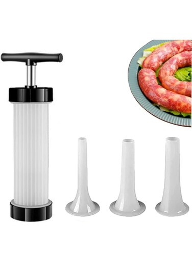kulusion Sausage Stuffer - Homemade Manual Sausage Maker, Fast Meat Filling Machine, Food Grade Kitchen Sausage Stuffer Tool for Household Use (3 Stuffing Tubes)
