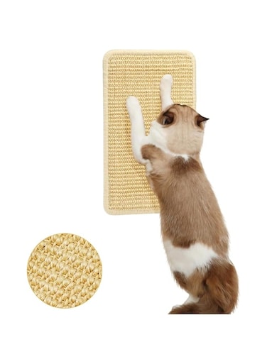 PYEBE Cat Scratcher Mat Wall Mounted, Natural Sisal Cat Scratch Pad, Vertical Cat Scratching Board with Velcro Tapes, Protect Wall, Couch, Carpet, Furniture (Brown, 50-90cm)