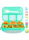 Delissie Bento Lunch Box For Kids School,Adult Lunch Box, 4 Compartment 1300 ml, Meal Container,Food Container with Fork Spoon,Sauce cup and accessories,Tiffin Box for Adult/Kids/Toddlers (Sea Green)