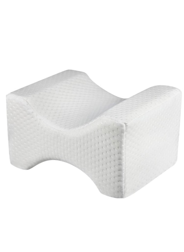 Memory Foam Knee Pillow for Side Sleepers - Orthopedic Knee &amp; Leg Cooling Pillow, Adaptive Bed Assistance Product, Leg Pillow for Sleeping Lower Back &amp; Hip Pain (White)