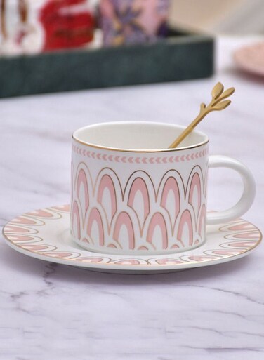 Coffee Tea Cup Set Gold Ring Arabic Cups With Saucer Gold Spoon